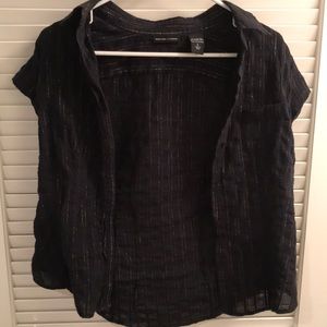 NY&C Large black short sleeve button down top